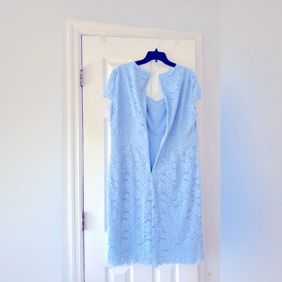 Grace Karin Light Blue Lace Dress Size 2XL Zippered Back Closure Cap Sleeve - Picture 3 of 9
